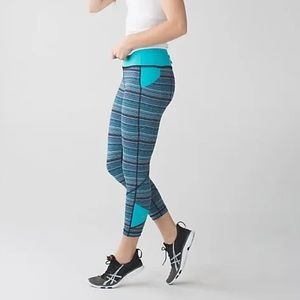 Lululemon Pace Rival Crop Leggings Space Dye Naval Peacock Blue
